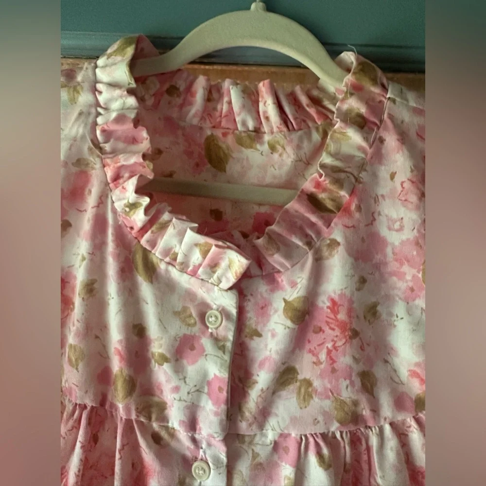 Vintage bedsheet romantic floral nightgown handmade cottage core XL - Picture 4 of 5